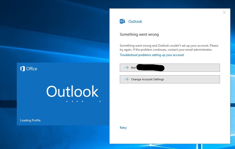 erreur d'authentification dans Outlook