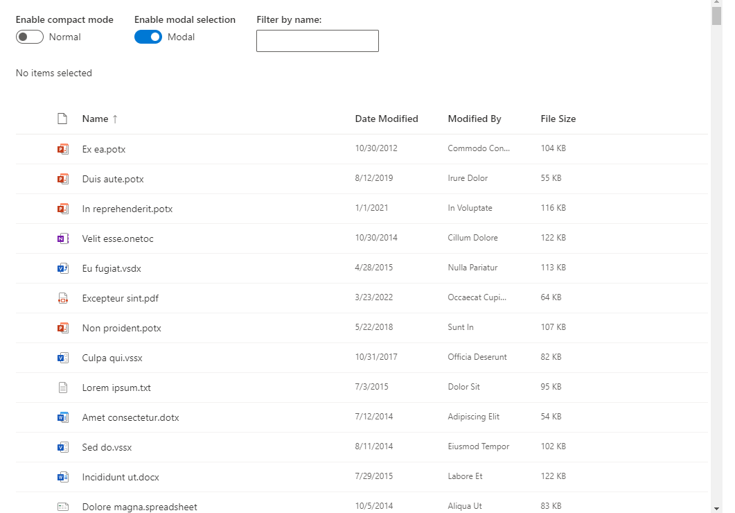 Selection and filtering in Fluent UI DetailsList - NETWORG | Blog